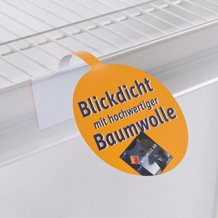 Das Foto zeigt einen runden 1-teiligen Regalwobbler.